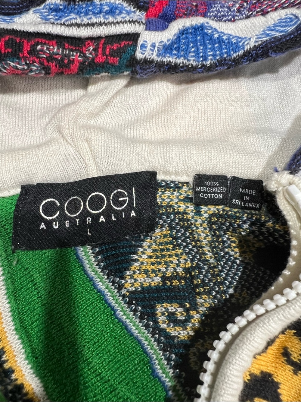 COOGI OG Multicolor Patterned Cotton Knitted Zip-Up Hoody Jacket Large - Picture 5 of 10